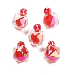 (123L) Белый крем непрозрачный блеск Непрозрачные акриловые подвески с УФ-покрытием, Новогодняя тема, переливающийся двухцветный, Топ пробуренной, многоугольник, огнеупорный кирпич, 21x16x16 мм, отверстие : 3 мм