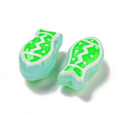 Лайм Прозрачные стеклянные бусины ручной работы, бусины ручной работы, с эмалью, рыба, желто-зеленые, 21.5x11x8.5~10 мм, отверстие : 1.2~1.5 мм
