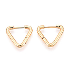 Настоящее золото 18K Серьги из 304 нержавеющей стали, треугольные, реальный 18 k позолоченный, 16.5x18~18.5x2.5 мм