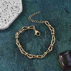 Золотой 304 женские браслеты-цепочки с бантиком из нержавеющей стали, ионное покрытие (ip), золотые, 7-1/8 дюйм (18 см)