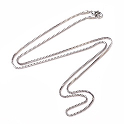 Platinum Brass Box Chain Necklace Making, with Brass Spring Ring Clasps, Platinum, 24.8 inch(63cm), 1.4mm