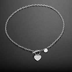 Нержавеющая Сталь Цвет Подвеска в форме сердца из нержавеющей стали, цепочка или ожерелье для женщин на каждый день, не тускнеет, цвет нержавеющей стали, 23.62 дюйм (60 см)