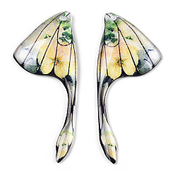 Светлый Золото-желтый Подвески в виде крыльев из эпоксидной смолы, подвески в виде крыльев бабочки, светлый золотарник желтый, 39x15.5x3 мм, отверстие : 1.2 мм