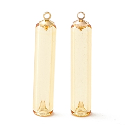 Желтая Старая Ткань  Подвески лэмпворк ручной работы, с подвесными поручнями из бисера из золотого сплава, Флакон духов, старое кружево, 40x8 мм, отверстие : 1.8 мм