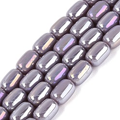 Medium Purple Electroplate Opaque Glass Beads Strands, Jujube, AB Color Plated, Medium Purple, 9x6mm, Hole: 0.6~0.8mm, about 41~44pcs/strand, 14.57~15.55 inch(37~39.5cm)