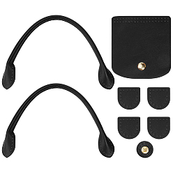 Black PU Imitation Leather Bag Making Kit, Including Bag Hands and Findings, for DIY Bag Making, Black, 305x12.5x6mm