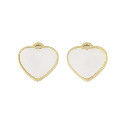 Настоящее золото 18K Натуральные раковины, ионное покрытие (ip) 304 подвески в форме сердца из нержавеющей стали, ручная полировка, реальный 18 k позолоченный, 10x10x0.8 мм, отверстие : 0.7 мм