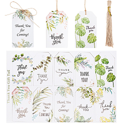 Colorful 5 Sheets 10 Styles Thanksgiving Day Theme Thank You Gift Tags, with Hemp Rope, Rectangle, Leaf Pattern, 154x232x0.3mm, 1pc/style, 10pcs/sheet