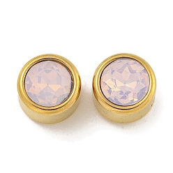 Темный Лосось Ионное покрытие (ip) 304 нержавеющая сталь с k9 стеклянными бусинами со стразами, плоско-круглые, золотые, темный лосось, 8x6.5 мм, отверстие : 1.8 мм