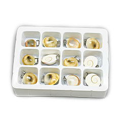 Пресноводная Раковина Подвески из пресноводных оболочек, с защелкой из нержавеющей стали на поручнях, 20~25x15~20x6~7 мм, отверстия: 7x4 мм, 12 шт / коробка