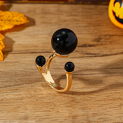 Черный Регулируемые манжеты из сплава с искусственным жемчугом для женщин, розовое золото , чёрные, внутренний диаметр: 18 мм