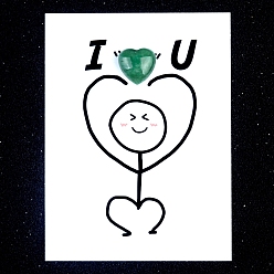 Зеленый Авантюрин Натуральные зеленые авантюриновые украшения в форме сердца, с бумажными карточками, фигурка для украшения дома, энергетический камень рейки для исцеления, 15 мм