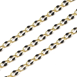 Черный Ионное покрытие (ip) 304 звенья цепи из нержавеющей стали, с эмалью, с катушкой, полированный, пайки, реальный 18 k позолоченный, чёрные, 6.8x3.3x1.3 мм, около 32.81 футов (10 м) / рулон