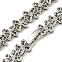 Черный Ожерелья с звеньями бабочки из латуни и циркония, долговечный, без кадмия и без свинца, платина, чёрные, 16.30 дюйм (41.4 см)