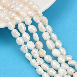 Льняное Полотно Нити из натурального культивированного пресноводного жемчуга, двух сторон полированной, класс 2а+, белье, 6~7 мм, отверстие : 0.7 мм, около 40~56 шт / нитка, 13.19''~13.39'' (33.5~34 см)