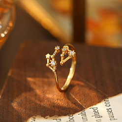 Весы 925 Кольца-манжеты из стерлингового серебра с микропаве из прозрачных кубических цирконий, золотые, Весы, внутренний диаметр: регулируемый