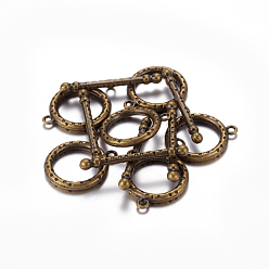 Antique Bronze Tibetan Style Zinc Alloy Toggle Clasps, Lead Free, Cadmium Free and Nickel Free, Antique Bronze, Ring: 26x21mm, Hole: 2mm, Bar: 37mm, Hole: 2mm