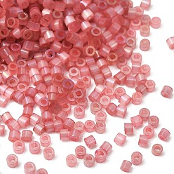 Salmon Glass Seed Beads, Imitation Cat Eye Beads, Column, Salmon, 1.6x1mm, Hole: 0.8mm, about 900pcs/bag