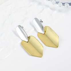 Платиновый & Золотой Латунные качают серьги, двухцветная коническая дуга, платиной и золотом, 62x22 мм