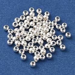 Посеребрённый Латунные бусины, без кадмия, без никеля и без свинца, круглые, 925 серебро покрытием, 2.5 мм, отверстие : 1 мм