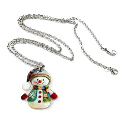 Платина Комплекты из акриловых подвесок и серег в виде рождественского снеговика, платина, 600~620 мм и 34.5 мм