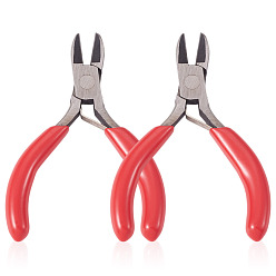 Нержавеющая Сталь Цвет 2 шт. ювелирные плоскогубцы из углеродистой стали с красными ручками, 3 дюймовые плоскогубцы, бокорезы, полирование, цвет нержавеющей стали, 7.5~8 см