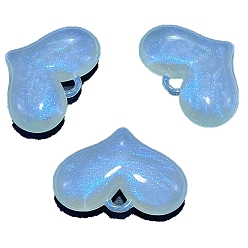 Светло-Голубой 94шт акриловые подвески, с блеском порошок, сердце, Небесно-голубой, 37 мм