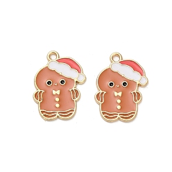 Gingerbread Man Подвески из эмали и сплава, золотые, Колобок, 23x16.5x1.5 мм, отверстие : 2 мм