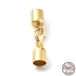 Золотой 925 стерлингового серебра застежкой омар коготь, с концами шнура и 925 штампом, золотые, 26 мм, внутренний диаметр: 5 мм