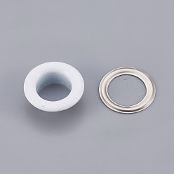 White Iron Grommet Eyelet Findings, for Bag Making, Flat Round, Platinum, White, 16.3x5mm, Inner Diameter: 10mm