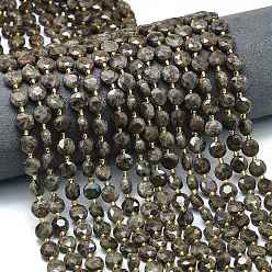 Лабрадорита Природные лабрадорита бисер нитей, граненый шестиугольный разрез, плоско-круглые, с бисером, 8~8.5x5 мм, отверстие : 0.8 мм, около 36 шт / нитка, 15.16''~15.24'' (38.5~38.7 см)