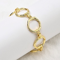 Настоящее золото 18K Браслеты из латунной шестиугольной цепочки для женщин и мужчин, реальный 18 k позолоченный, 7-7/8 дюйм (19.9 см)