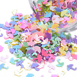 (52) Непрозрачная лаванда Аксессуары для орнаментов, пластиковые пайетки / блестки из пвх, с покрытием AB цвета, зонтик, разноцветные, 5.2x4.5x0.4 мм, около 105000 шт / 500 г