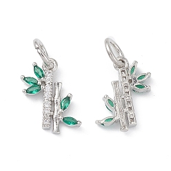 Платина Подвески из циркония с покрытием из латуни, с целью перехода в кольце, без кадмия и без свинца, долговечный, бамбуковый шарм, платина, 14x12x2 мм, отверстие : 4 мм