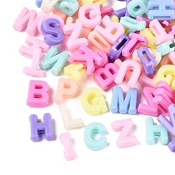 Mixed Color Opaque Plastic Beads, Large Hole Beads, Alphabet, Mixed Color, 12~13x5~12x5mm, Hole: 8x1.8mm, about 1923pcs/500g