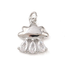 Платина Латунные микро проложить кубического циркония подвески, облако, без кадмия и без свинца, стойки покрытие, долговечный, с целью перехода в кольце, платина, 15.5x13x4 мм, отверстие : 3.4 мм
