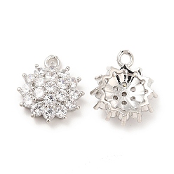 Платина Латунные микропаве прозрачные подвески с фианитом, без кадмия, без никеля и без свинца, , платина, 14.5x12.5x4.5 мм, отверстие : 1.4 мм