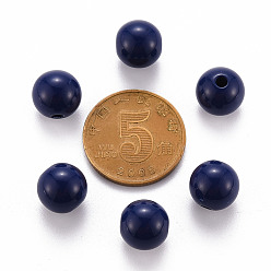 Prussian Blue Opaque Acrylic Beads, Round, Prussian Blue, 10x9mm, Hole: 2mm, about 940pcs/500g