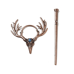 Олень Винтажные палочки для волос из лунного камня для женщин, готические ретро палочки для волос из сплава викингов, олень, 90x83 мм