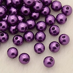 Фиолетовый Имитация жемчуга акриловые, окрашенные, круглые, фиолетовые, 5x4.5 мм, отверстия : 1 mm, около 10000 шт / фунт