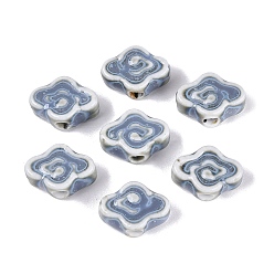 Slate Gray Handmade Porcelain Beads, Bright Glazed Porcelain, Cloud, Slate Gray, 9~10x13~14x5~6mm, Hole: 1.6~1.8mm