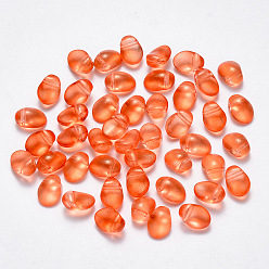 Dark Orange Transparent Spray Painted Glass Charms, with Glitter Powder, Oval, Dark Orange, 8.5x6x4.5mm, Hole: 1mm