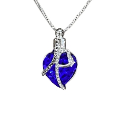 Монтана Стразы я люблю тебя вечно сердце пепел коробка ожерелья, урна из сплава кулон с прахом коробка цепи ожерелья для женщин, Монтана, 17.72~18.50 дюйм (45~47 см)