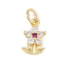 Фиолетовый Латунный кулон с микропаве из циркония, , без кадмия и без свинца, реальный 18 k позолоченный, фиолетовые, 11x7x2.5 мм, отверстие : 3.5 мм