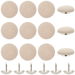 Светло-хаки 36шт. плоские круглые тканевые колпачки для ногтей, с алюминиевой заклепкой, аксессуары для шляп, платина, светлый хаки, 17x7.5 мм, отверстие : 1 мм