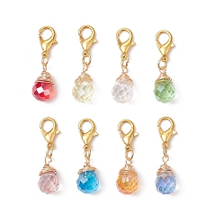 Золотой Подвесные украшения в виде капли из стекла, обернутого проволокой, Застежки-когти из сплава омара, подвески для украшений сумок, золотые, 25 мм