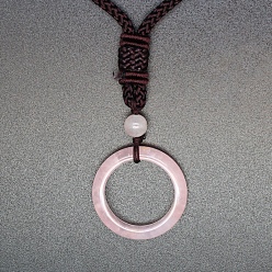 Rose Quartz Natural Rose Quartz Pendant Necklaces, Ring, 19.69 inch(50cm)