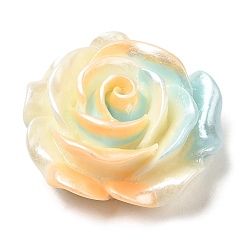 Голубой Кабошоны из непрозрачной смолы градиентного цвета, цветок, голубой, 28x12.5 мм