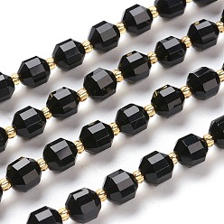 Black Onyx Бусины из натурального черного оникса, окрашенная и подогревом, круглые, граненые, 7x7x8 мм, отверстие : 0.8 мм, около 38 шт / нитка, 15.35 дюйм (39 см)
