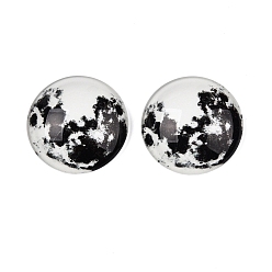 Черный Кабошоны из флуоресцентного стекла, полукругом с луной, светящиеся в темноте бусы, чёрные, 25x7.5 мм